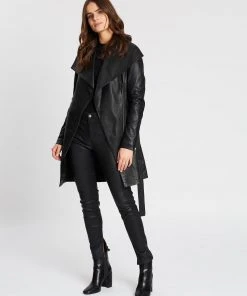 West 14th Washington Drape Trench Black Leather -Deals The Style Setters Store http3A2F2Fstatic.theiconic.com .au2Fp2Fwest14 2414 3710901 5