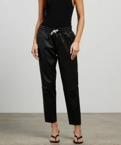 West 14th Downtown Track Pants Black Stretch Leather