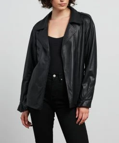 West 14th Ludlow Slouch Motor Jacket Black Leather