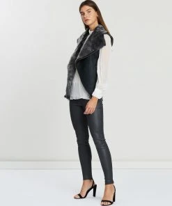 West 14th Nolita Drape Vest Black Distressed Shearling -Deals The Style Setters Store http3A2F2Fstatic.theiconic.com .au2Fp2Fwest14 8753 944358 5